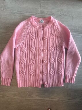 Pink Cable Knit Button-Up Cardigan